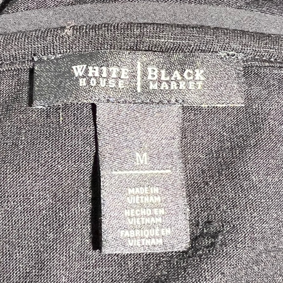 White House Black Market Long Sleeve Black V-Neck Tunic, Hi-Lo Layered Hem, Sz M - Picture 7 of 8